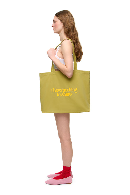 Denim Tote Bag "I Have Nothing to Share"