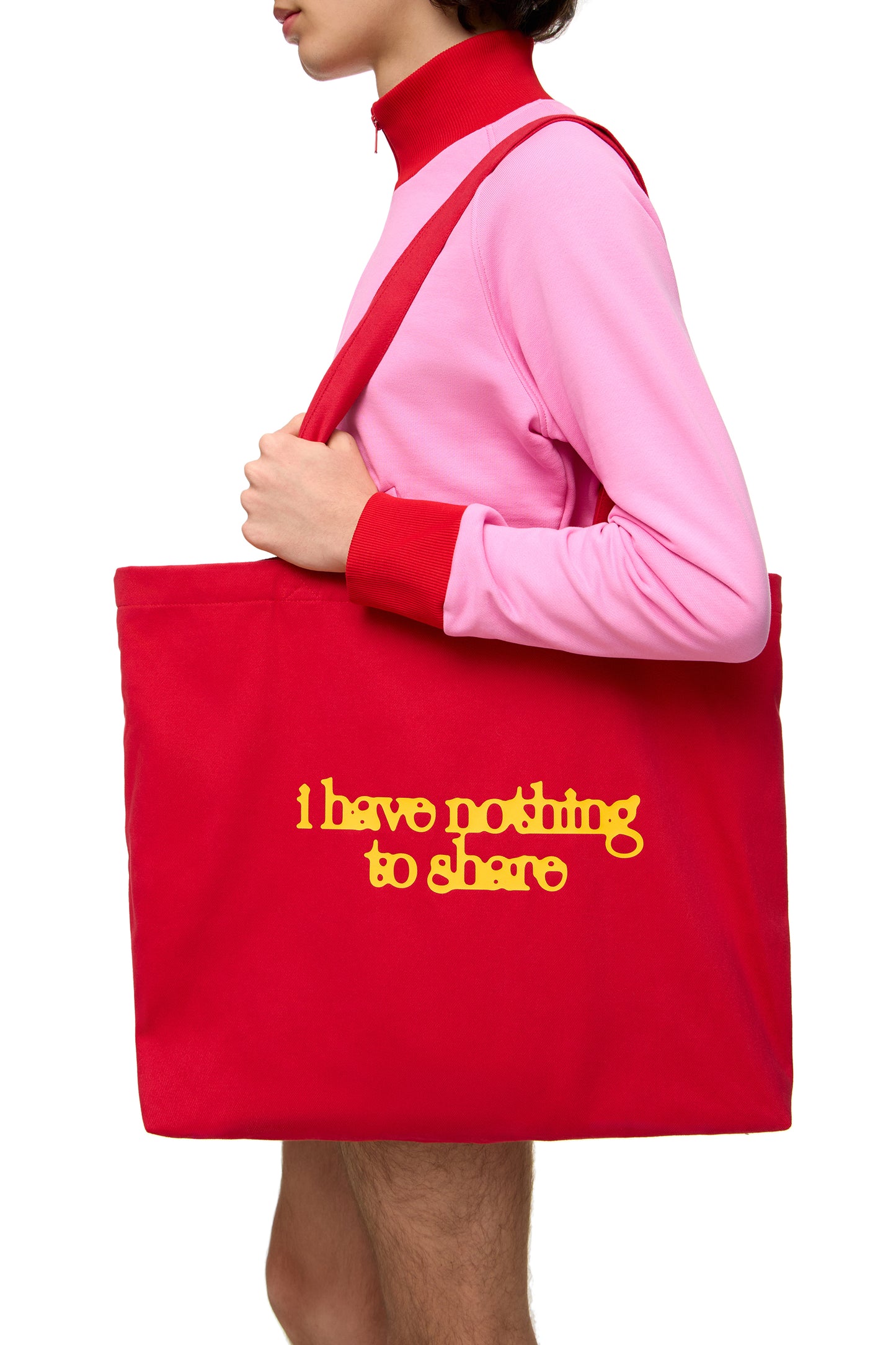Denim Tote Bag "I Have Nothing to Share"