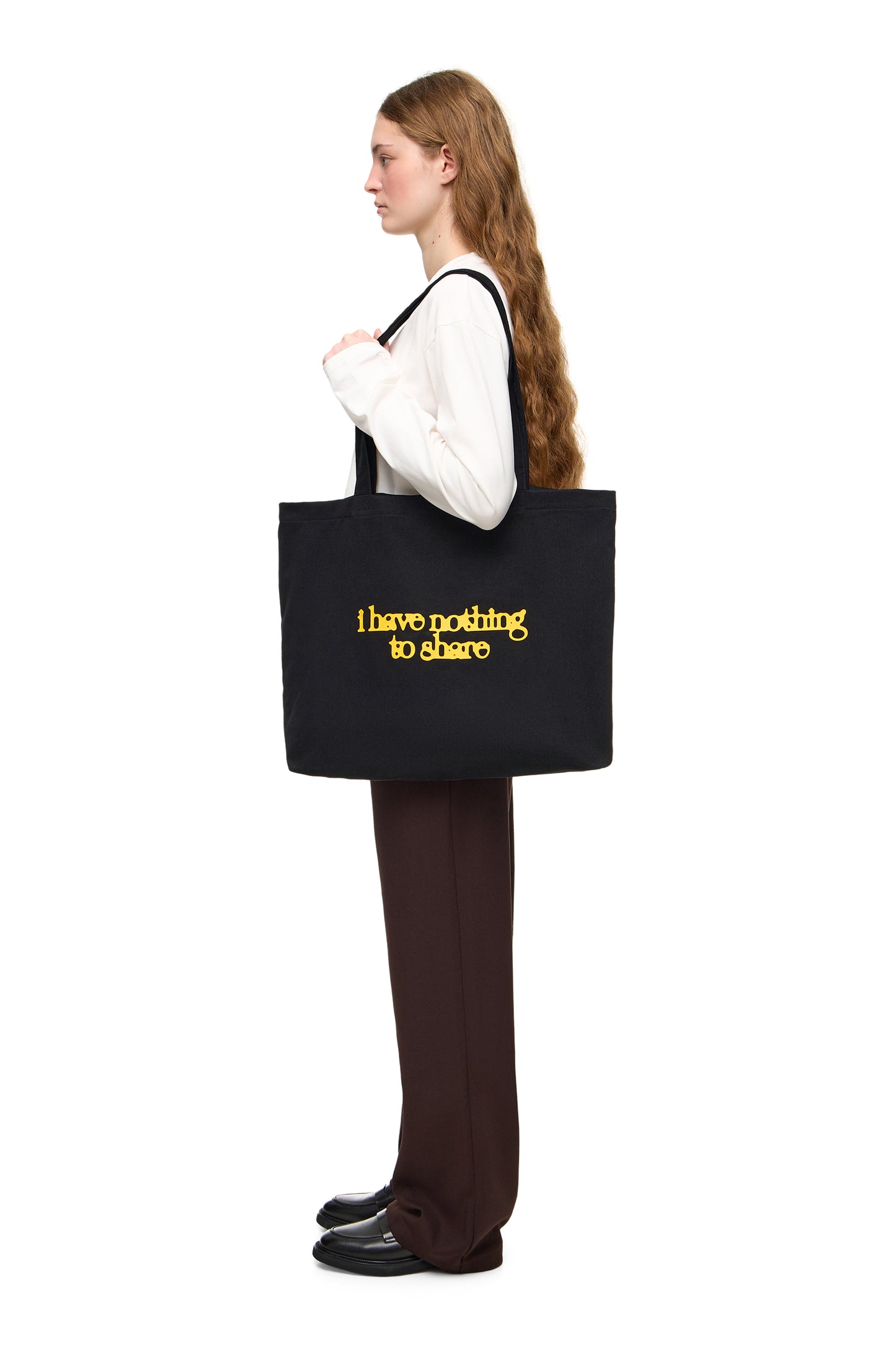 Denim Tote Bag "I Have Nothing to Share"