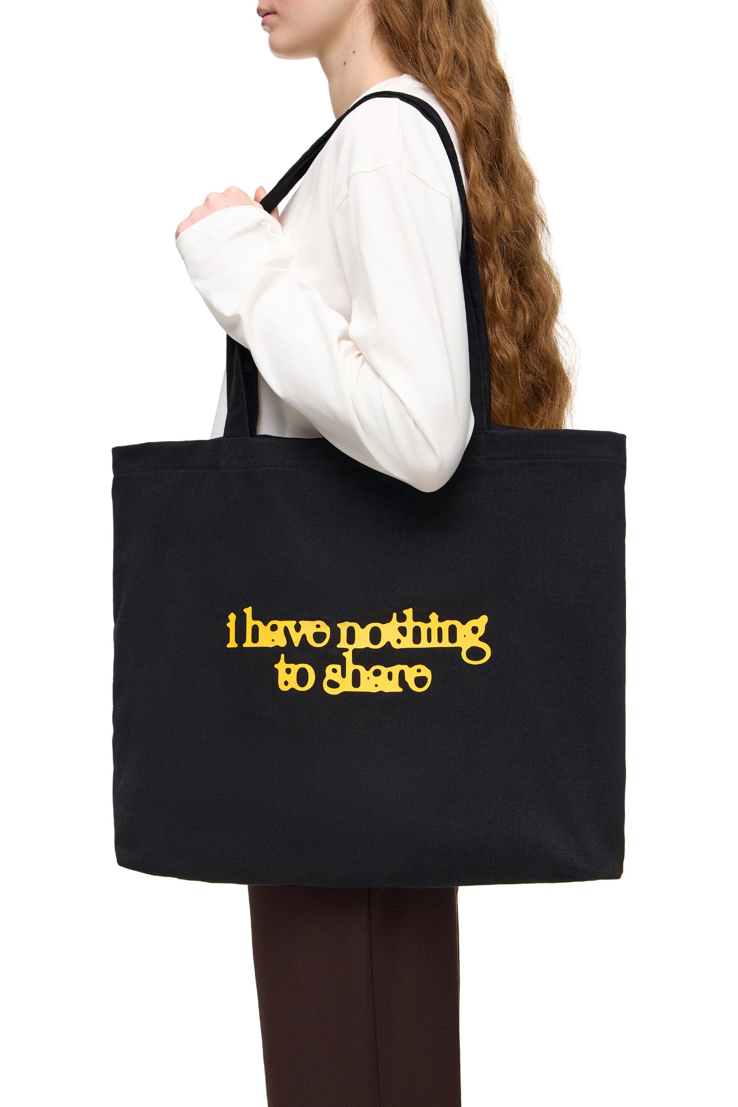 Denim Tote Bag "I Have Nothing to Share"