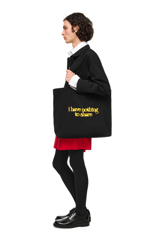 Denim Tote Bag "I Have Nothing to Share"