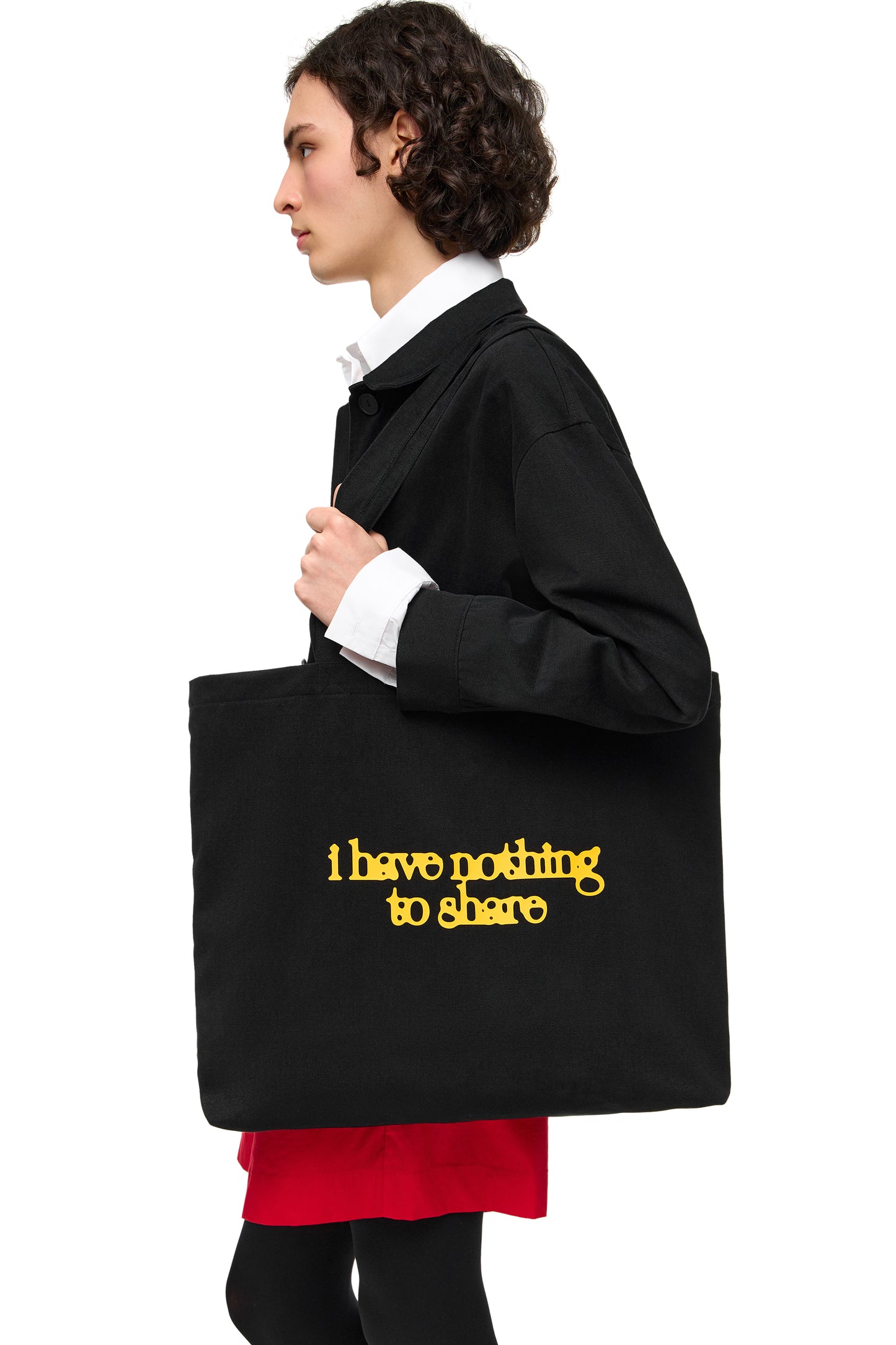 Denim Tote Bag "I Have Nothing to Share"